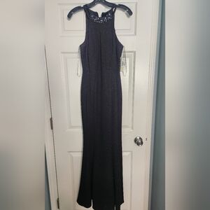 Nightway Formal Dress‎ Womens 4 Black Shimmer Jeweled Neckline Gown